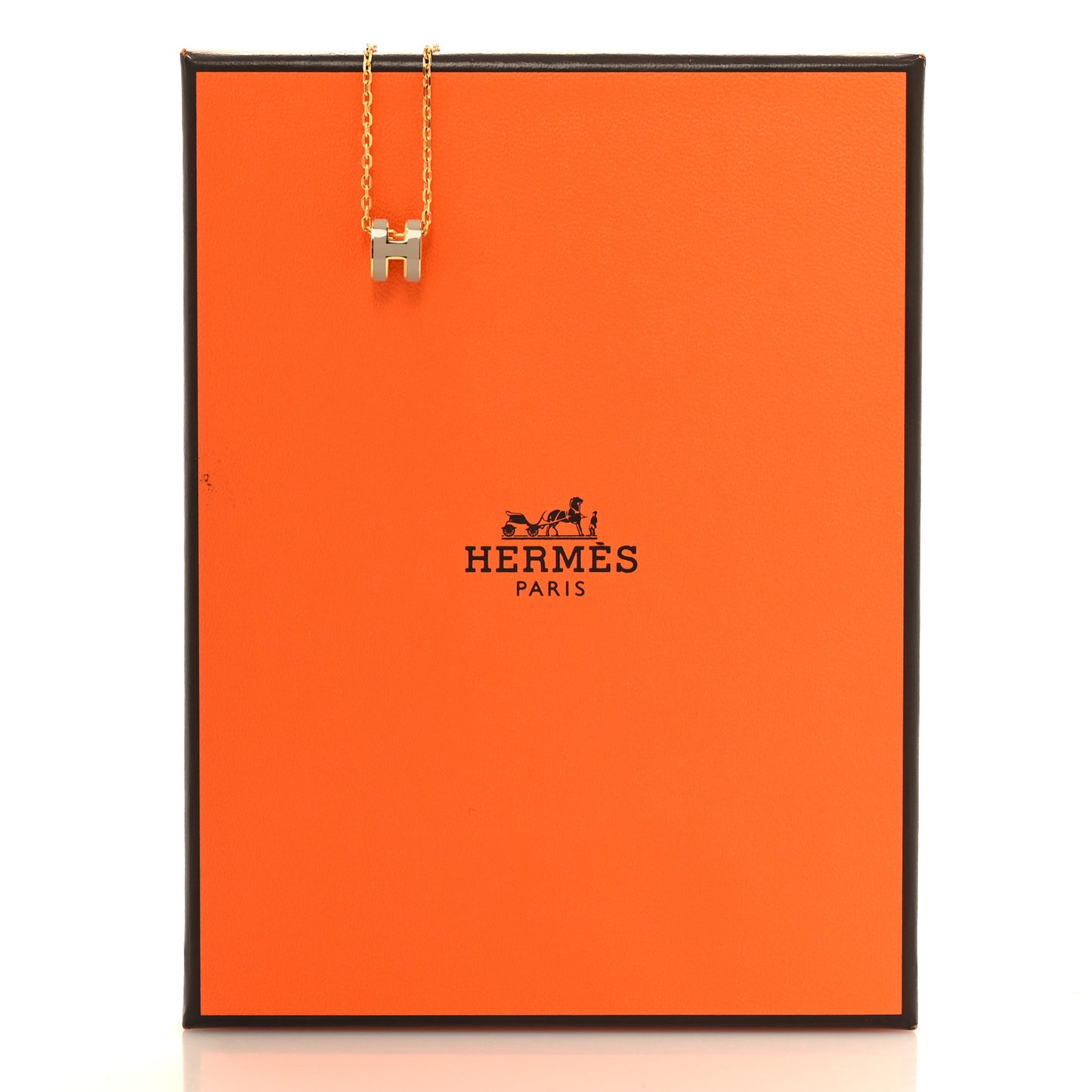 Lacquered Gold Mini Pop H Pendant Necklace Marron Glace
