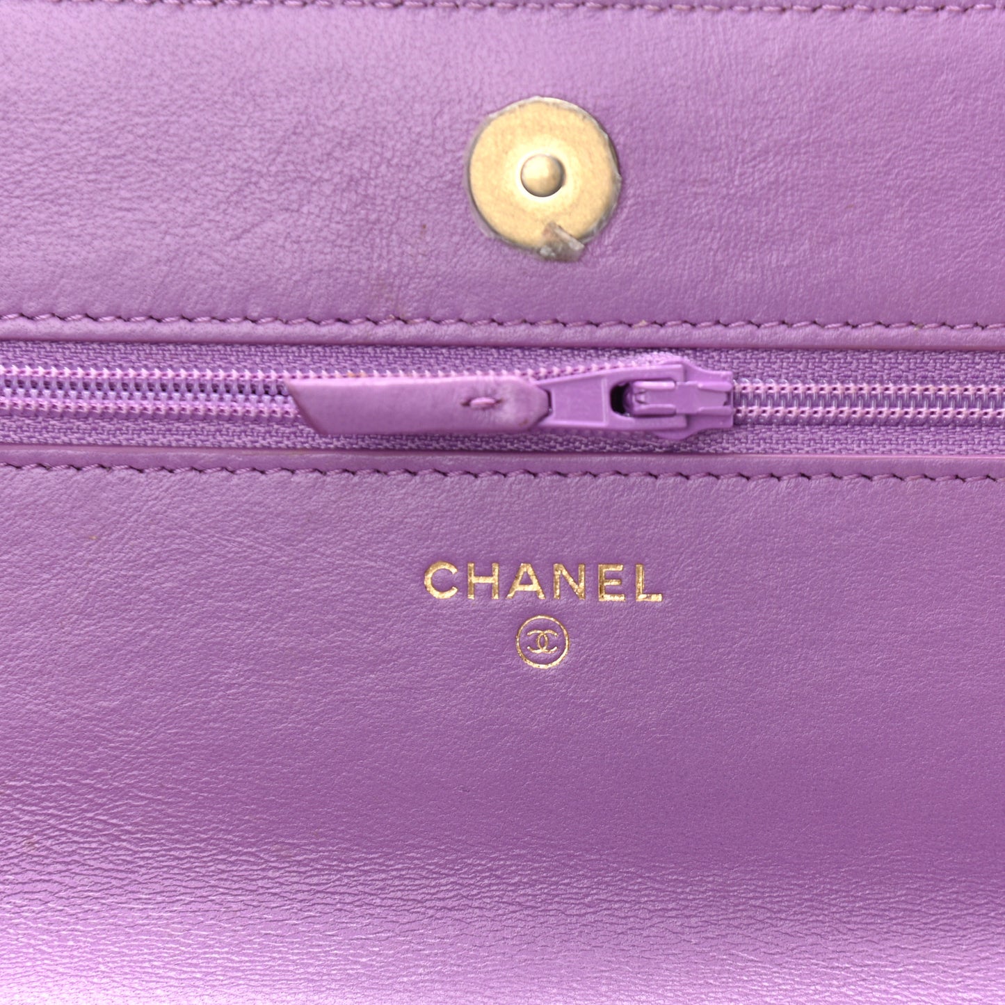 Lambskin Quilted Pick Me Up Wallet On Chain WOC Purple