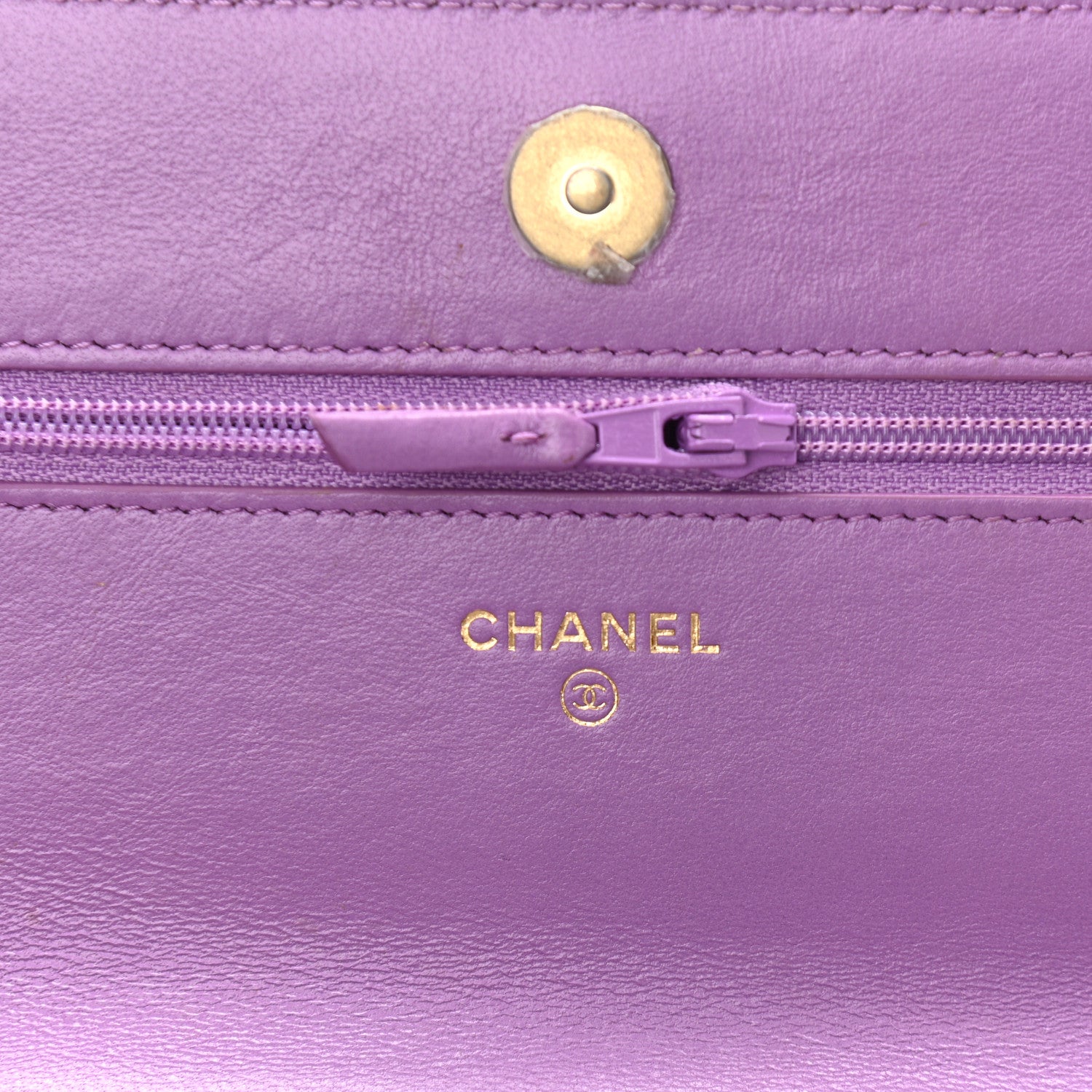 Chanel Lambskin Quilted Pick Me Up Wallet On Chain WOC Purple 5 of 11