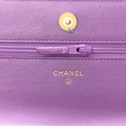Chanel Lambskin Quilted Pick Me Up Wallet On Chain WOC Purple 5 of 11