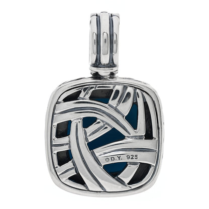 David Yurman Sterling Silver Turquoise 14mm Albion Enhancer Pendant 3 of 3
