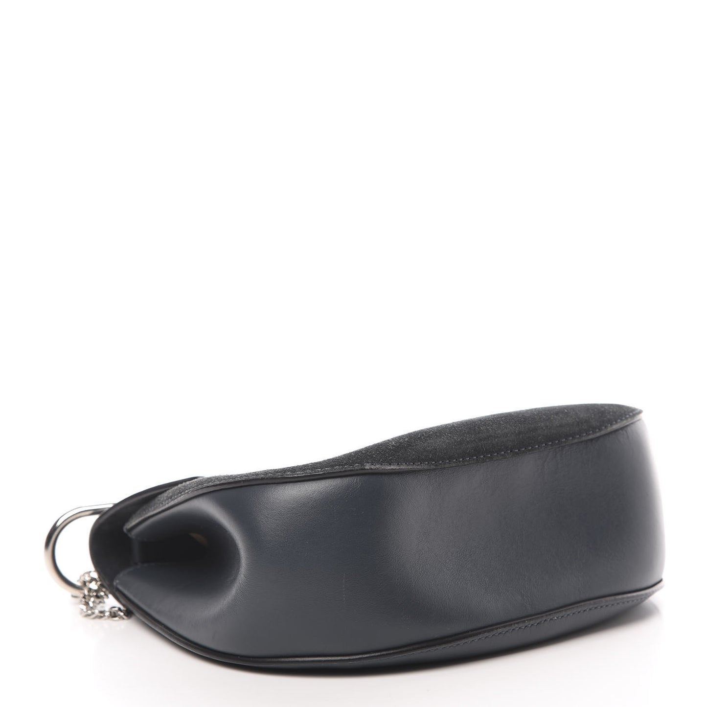 Suede Smooth Calfskin Drew Shoulder Bag Silver Blue