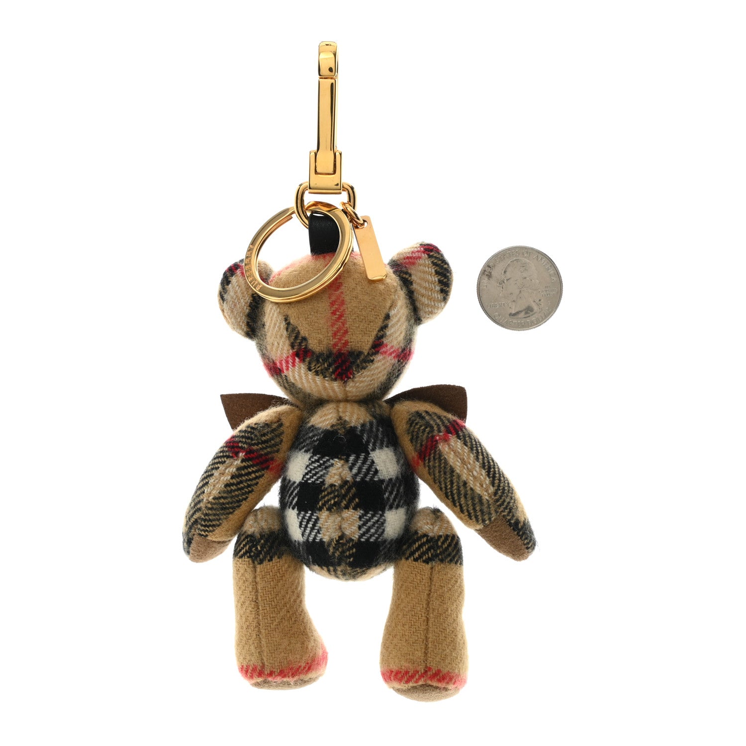 Burberry Cashmere Vintage Check Thomas Bear Bag Charm Antique Yellow 2 of 4
