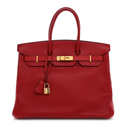 Hermes Taurillon Clemence Birkin 35 Rouge Vif 1 of 13