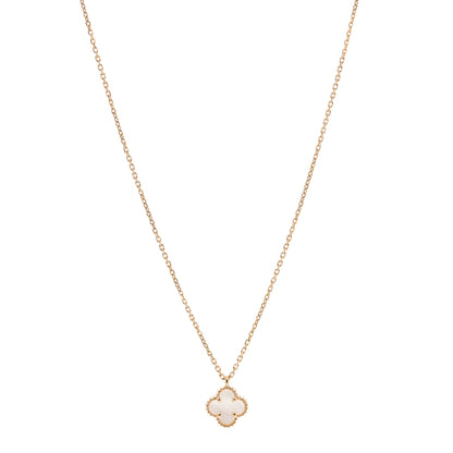 Van Cleef & Arpels 18K Yellow Gold Mother of Pearl Sweet Alhambra Pendant Necklace 1 of 7