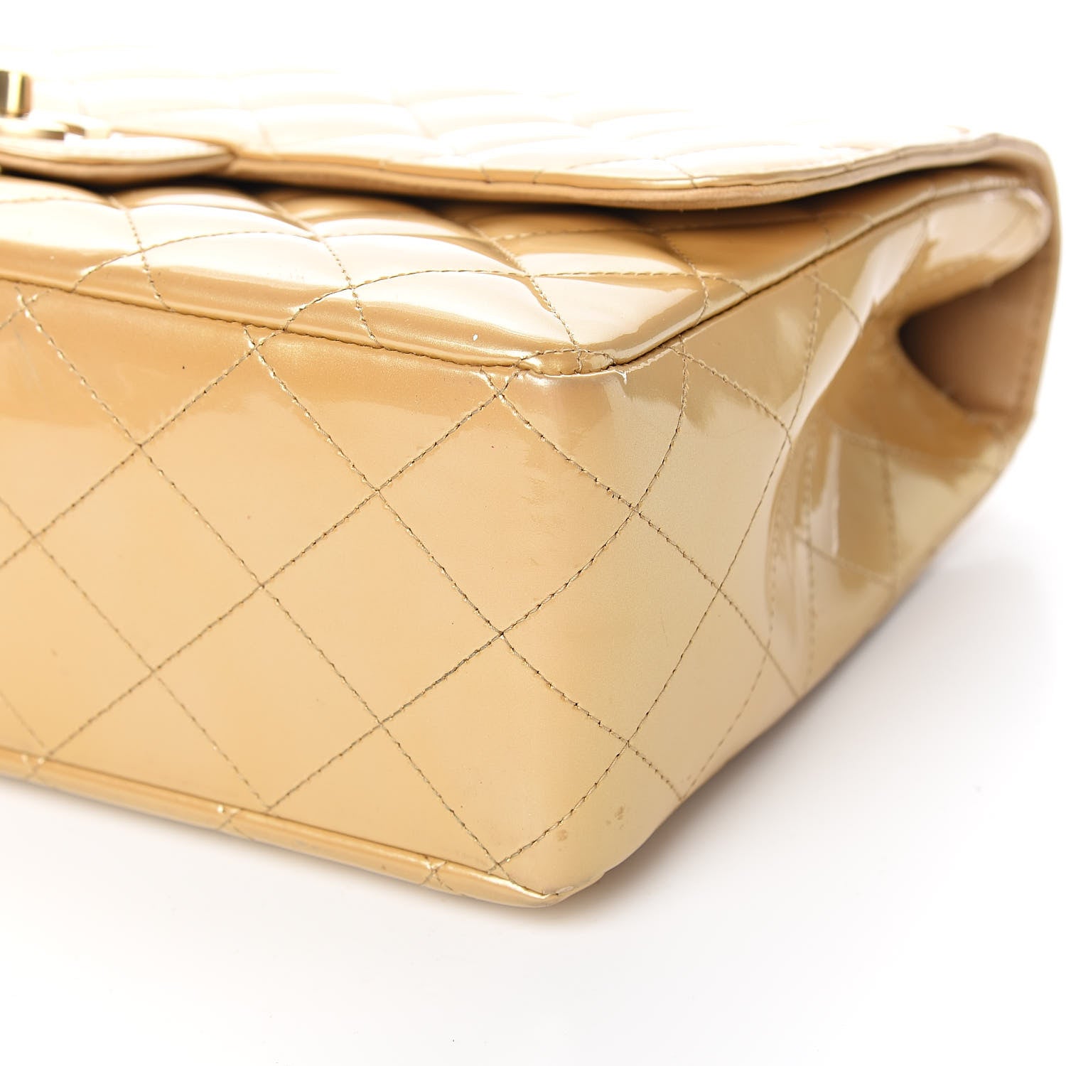 Chanel Patent Quilted Jumbo Single Flap Beige 9 of 12