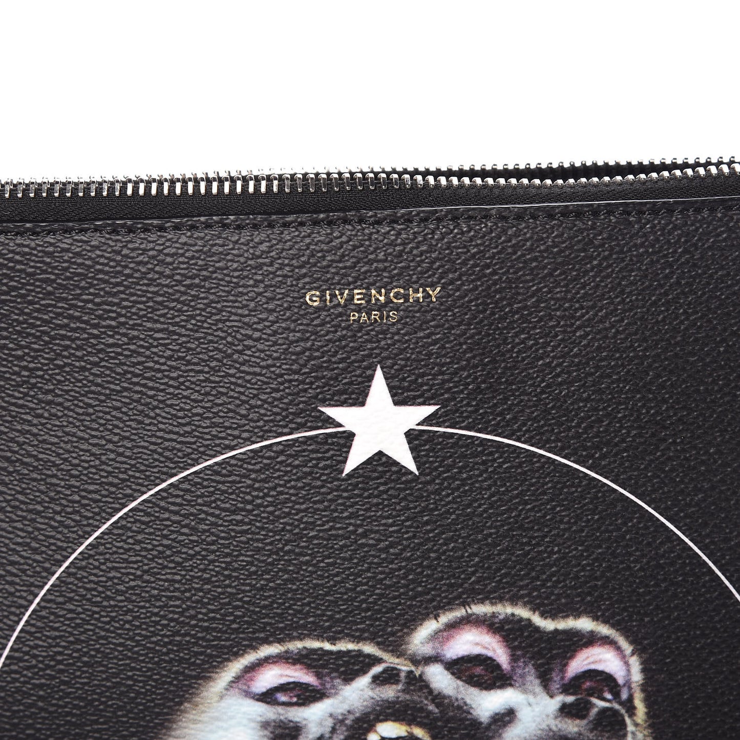 Coated Canvas Monkey Brother Print Large Zip Pouch Black