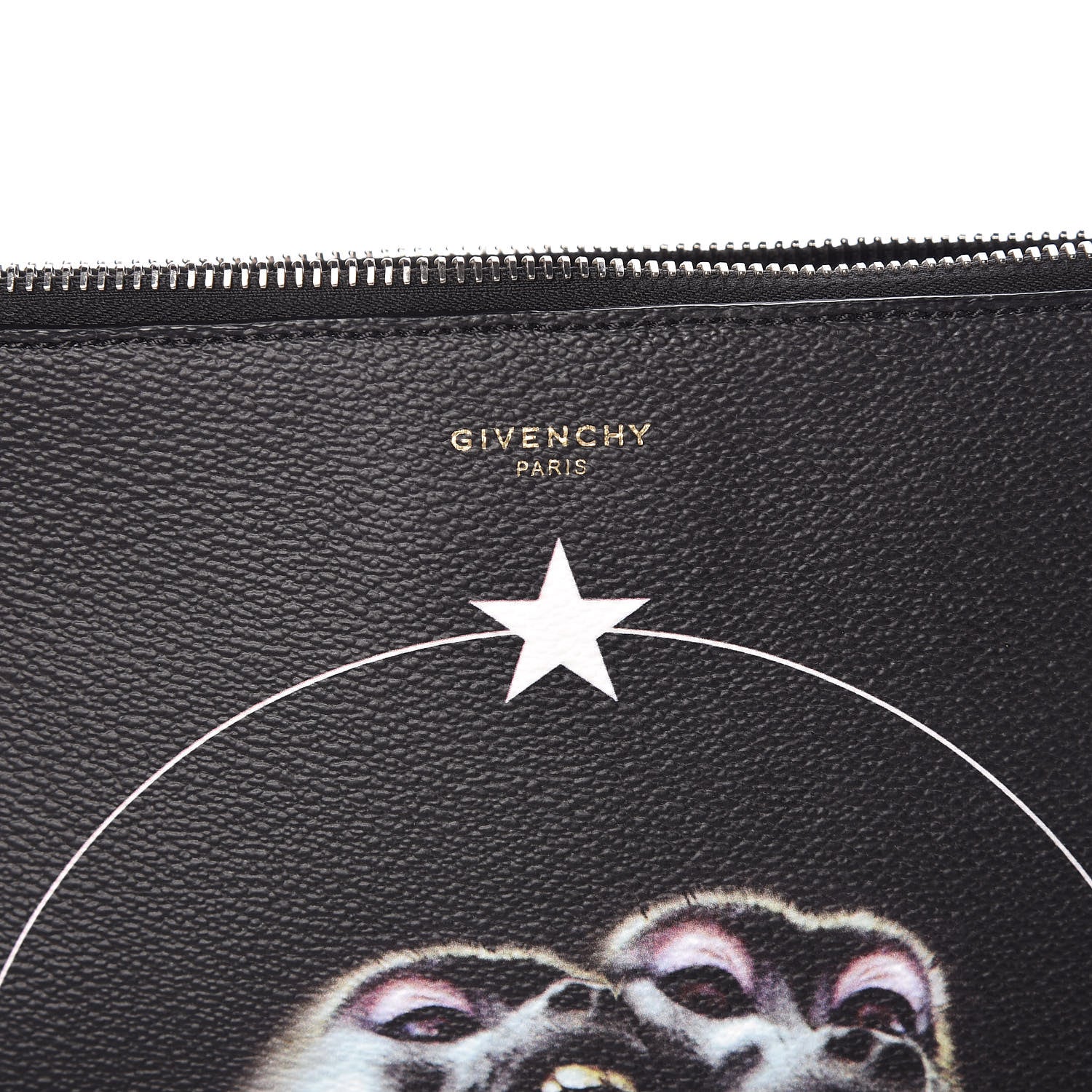 Givenchy Coated Canvas Monkey Brother Print Large Zip Pouch Black 7 of 8