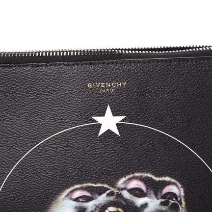 Givenchy Coated Canvas Monkey Brother Print Large Zip Pouch Black 7 of 8