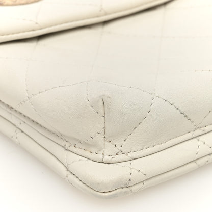 Chanel Calfskin Snakeskin Quilted Cambon Crossbody Bag White 9 of 10