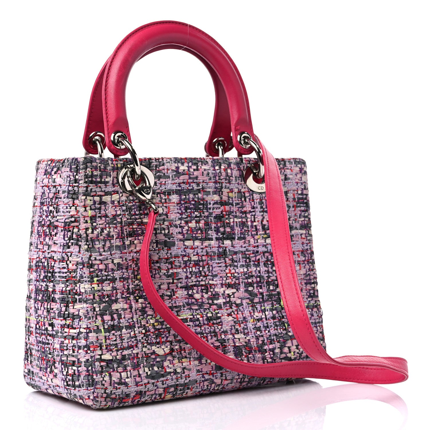 Christian Dior Tweed Medium Lady Dior Pink Multicolor 3 of 20