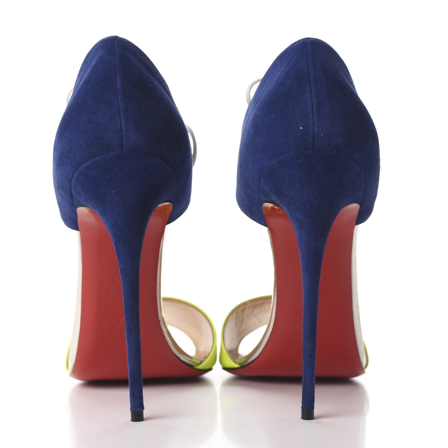 Christian Louboutin Fluo Matt Suede Kid Specchio Mayerling 100 Sandals 40.5 Version Jaune 7 of 11