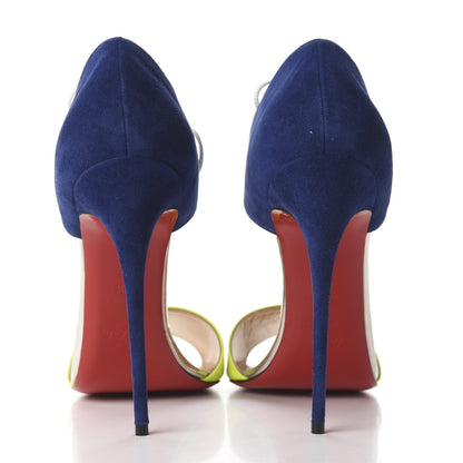 Christian Louboutin Fluo Matt Suede Kid Specchio Mayerling 100 Sandals 40.5 Version Jaune 7 of 11