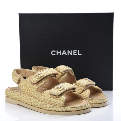Chanel Braided Fabric Velcro Dad Sandals 39.5 Beige 12 of 12