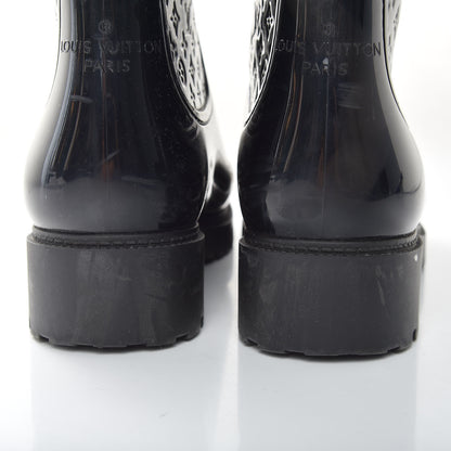 Louis Vuitton Rubber Embossed Monogram Splash Rain Boots 37 Black 9 of 12