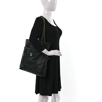 Chanel Calfskin Quilted Drawstring Tote Black 2 of 10