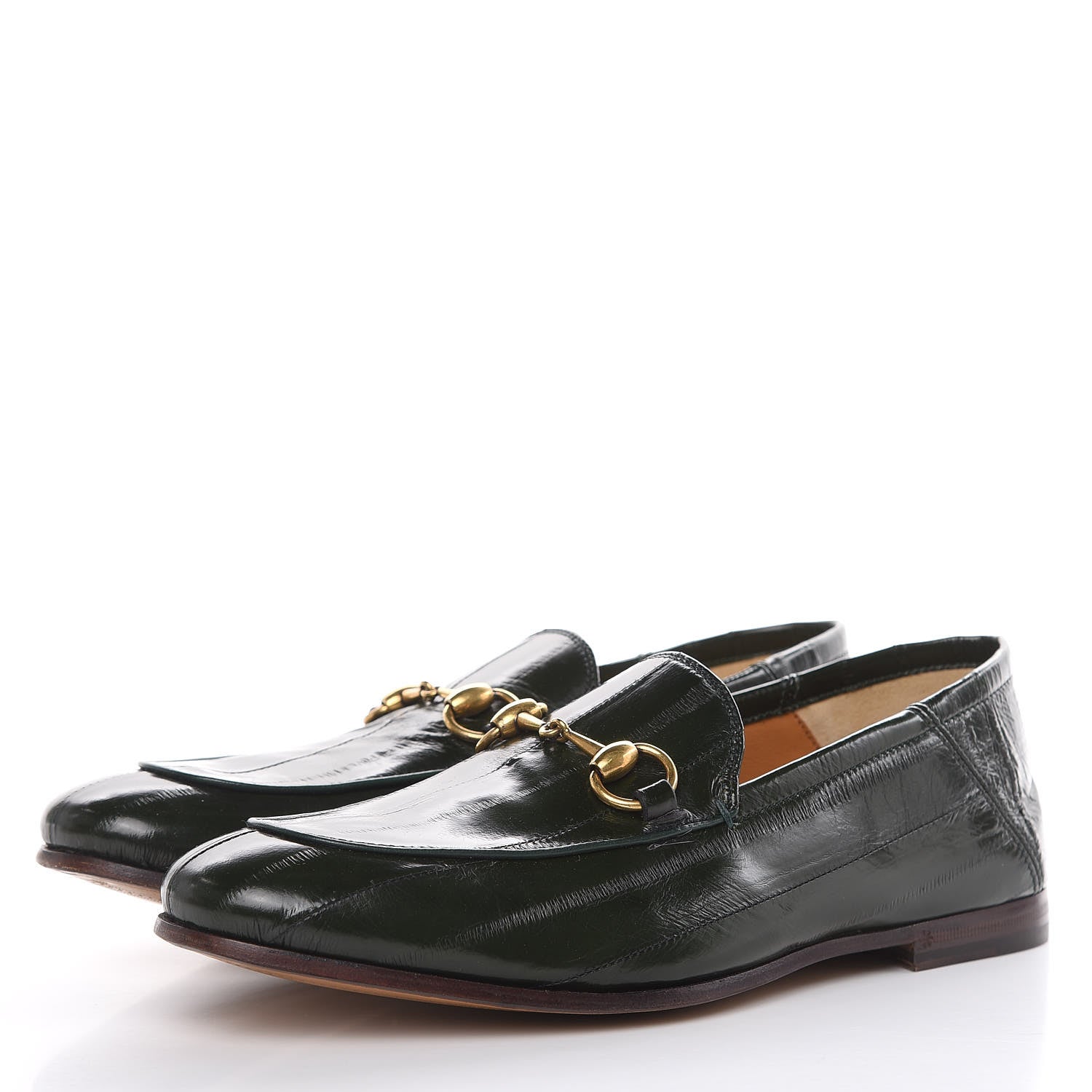 Gucci Eel Mens Horsebit Loafers 5 Verde 3 of 11