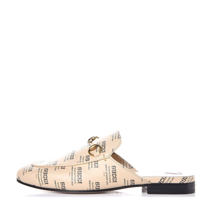 Gucci Calfskin Stamp Print Womens Princetown Slippers 36 Soy Black 1 of 9