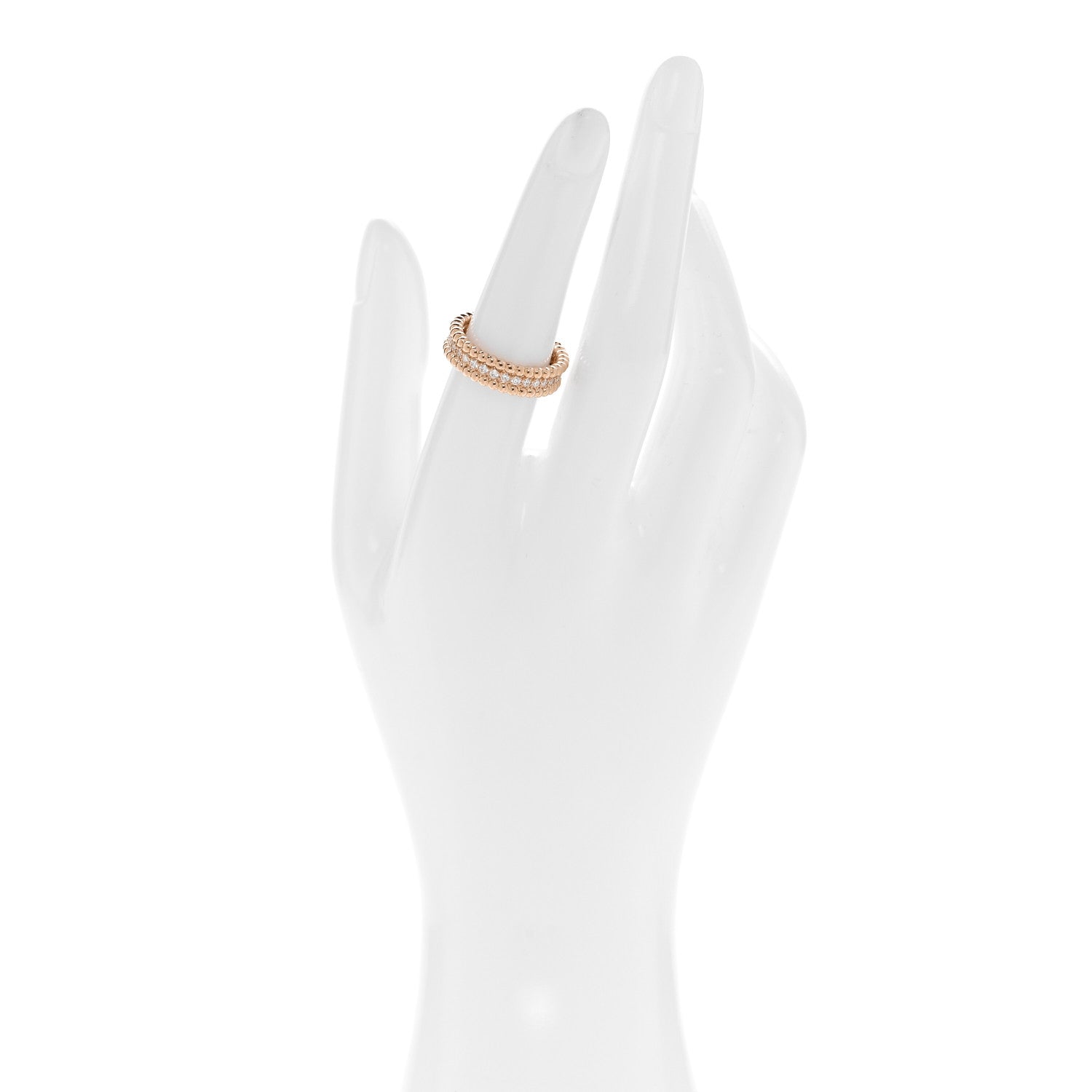Van Cleef & Arpels 18K Rose Gold Diamond Perlee 1 Row Ring 52 6 2 of 5