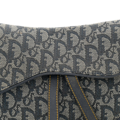 Christian Dior Monogram Double Saddle Bag Navy Blue 8 of 14