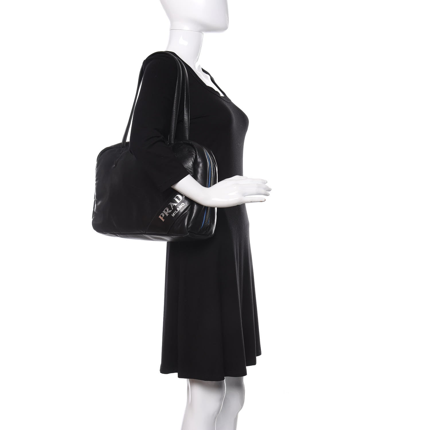 Prada Nappa Soft Tote Black Cobalto 2 of 15