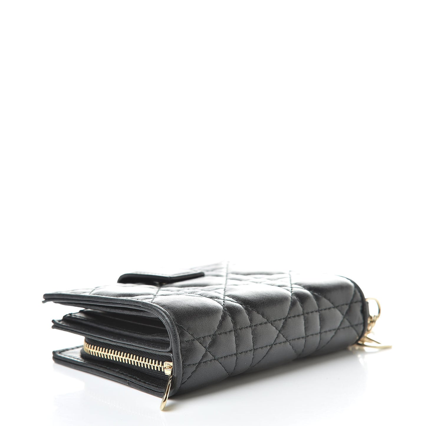 Lambskin Cannage Medium Lady Dior Eden Wallet Black
