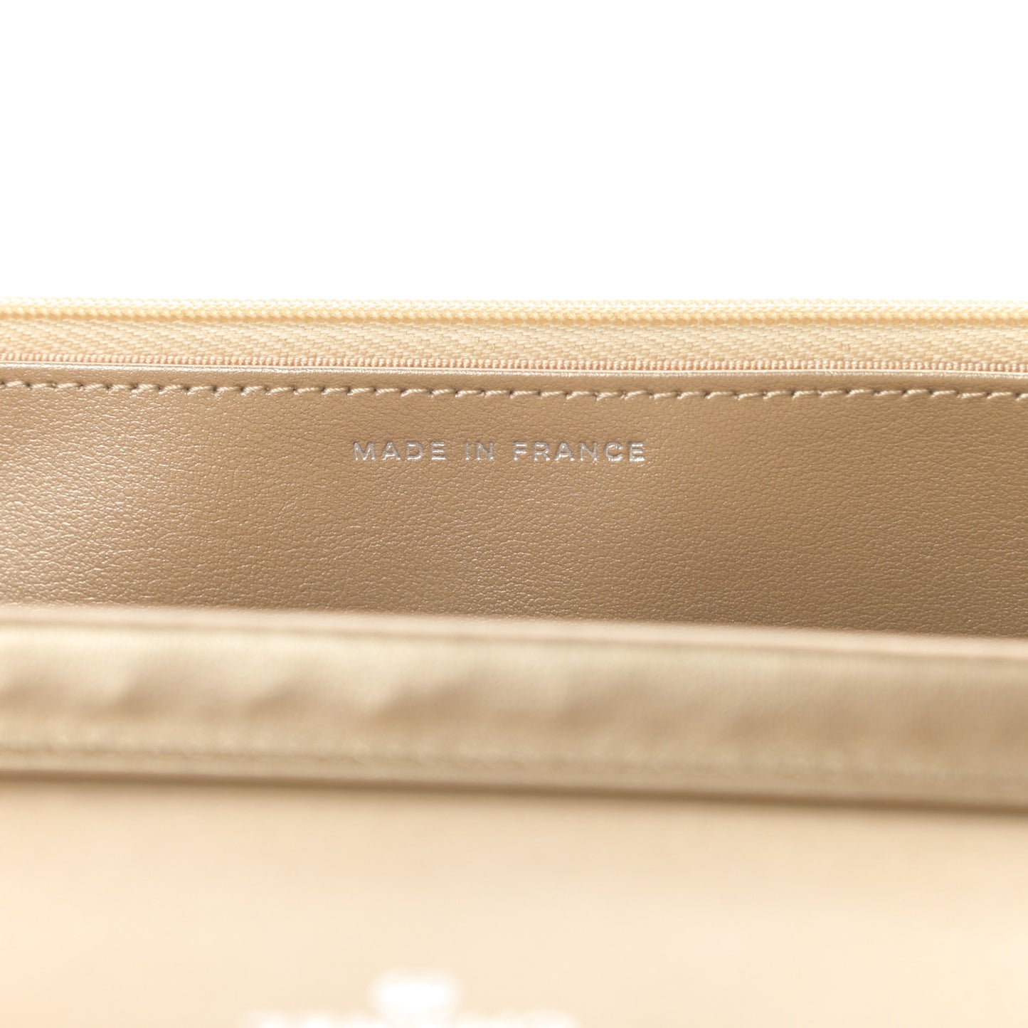 Metallic Lambskin Quilted Wallet On Chain WOC Gold Black