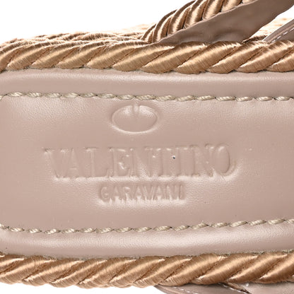 Valentino Garavani Calfskin Silk Rockstud Torchon Espadrille Wedge 25/95mm Slide Sandals 39 Poudre 7 of 8
