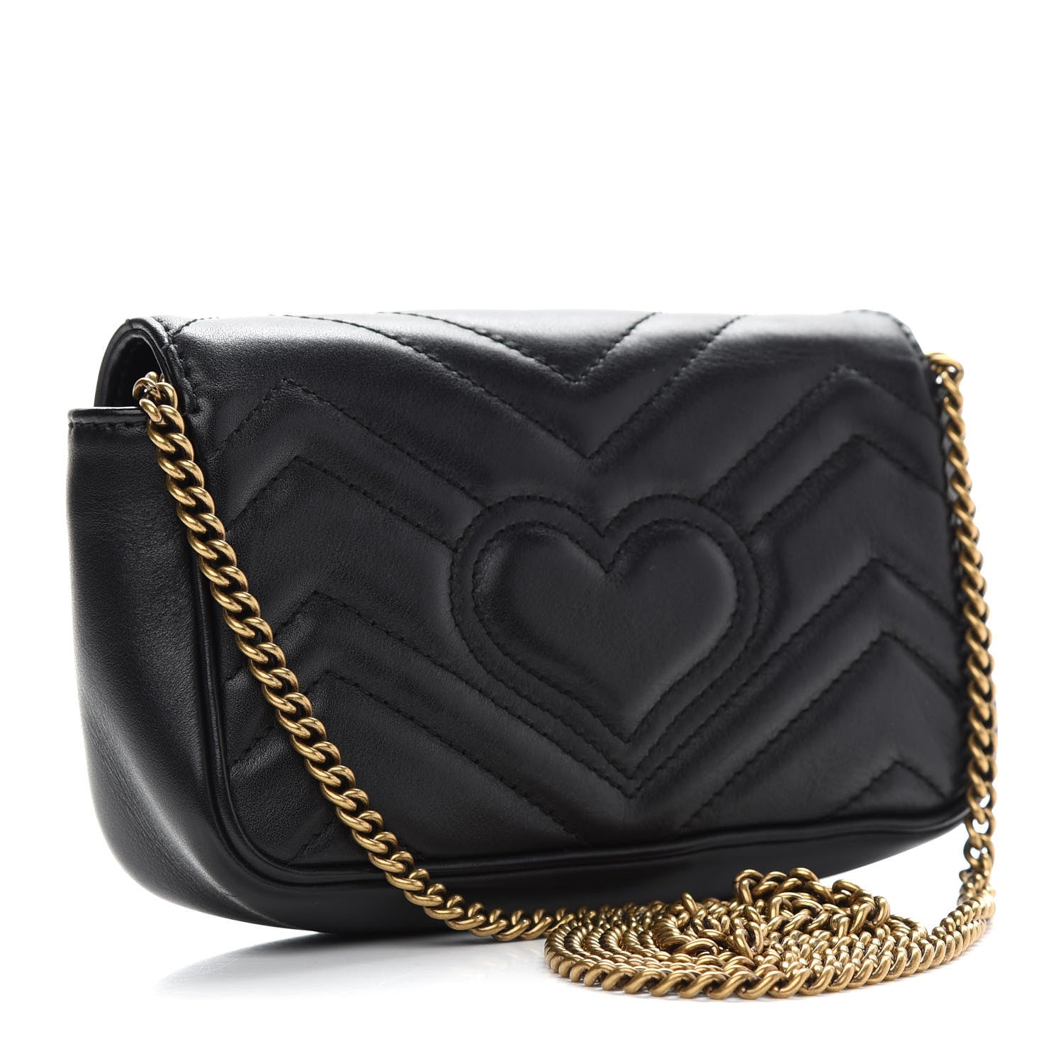 Gucci Calfskin Matelasse Super Mini GG Marmont Shoulder Bag Black 3 of 10