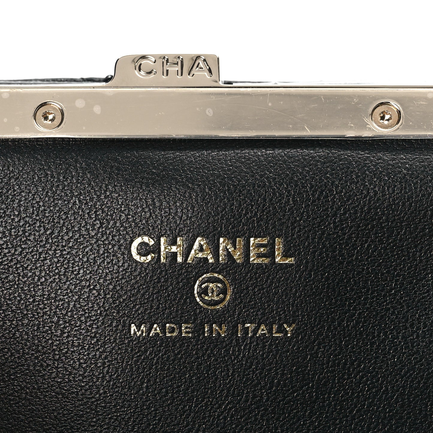 Lambskin Quilted Frame Clutch With Chain Black