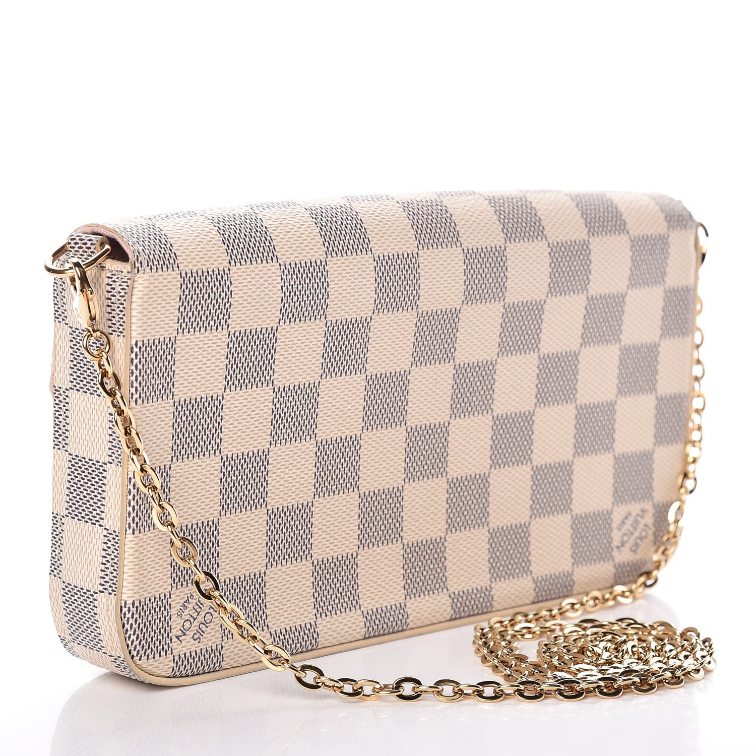 Louis Vuitton Damier Azur Pochette Felicie Chain Wallet Rose Ballerine 4 of 10
