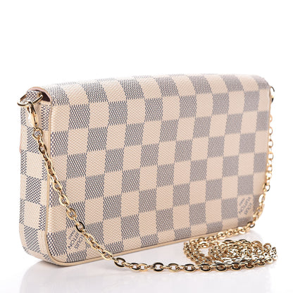 Louis Vuitton Damier Azur Pochette Felicie Chain Wallet Rose Ballerine 4 of 10
