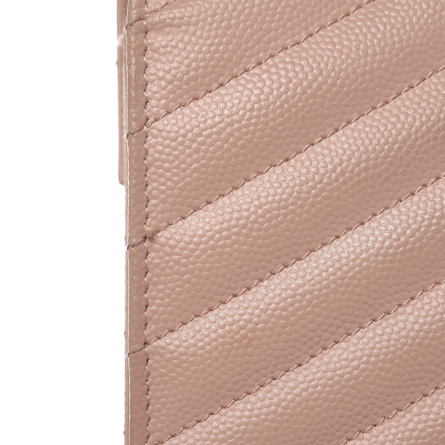 Saint Laurent Grain De Poudre Matelasse Chevron Monogram Chain Wallet Pale Blush 8 of 12