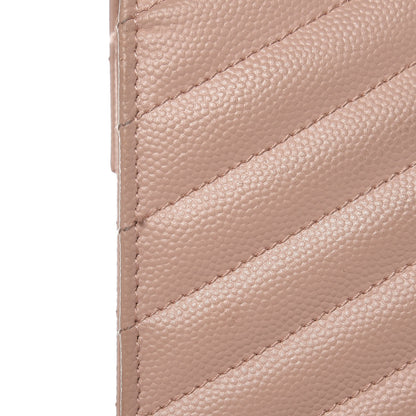 Saint Laurent Grain De Poudre Matelasse Chevron Monogram Chain Wallet Pale Blush 8 of 12