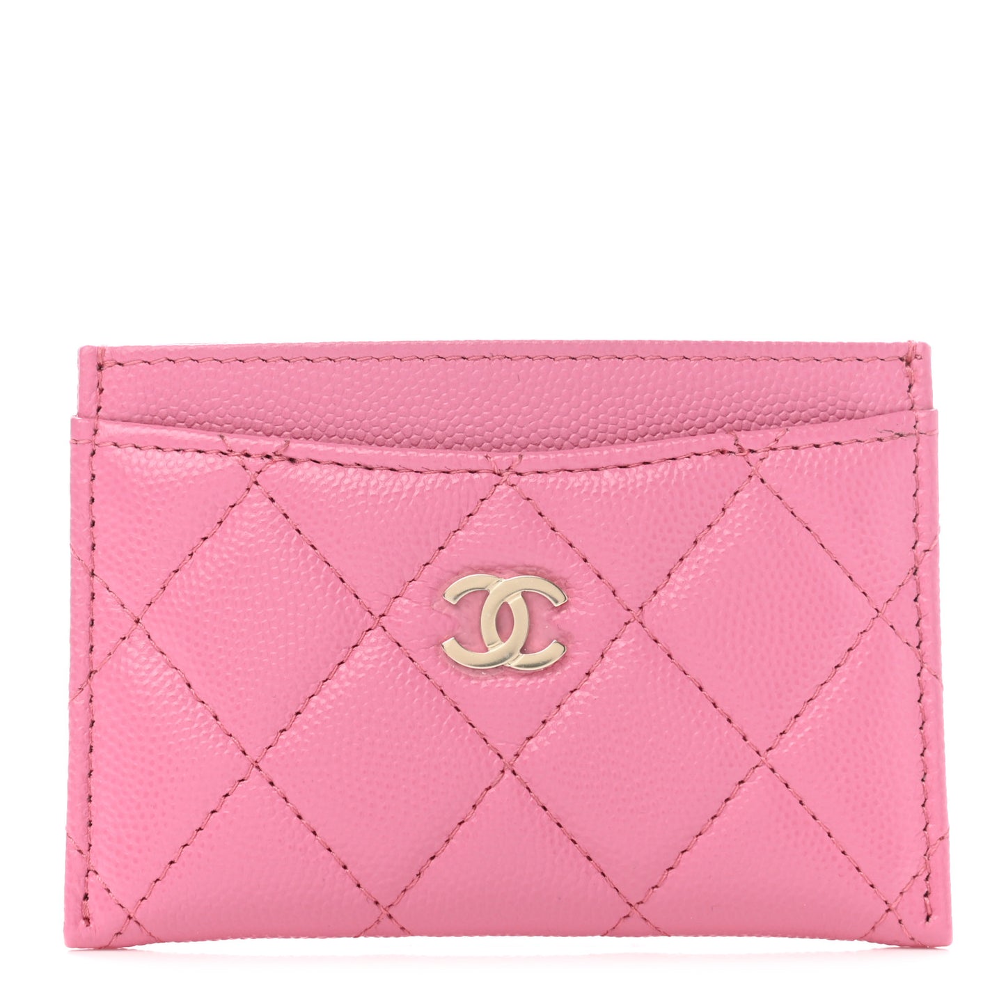 Caviar Quilted Card Holder Pink