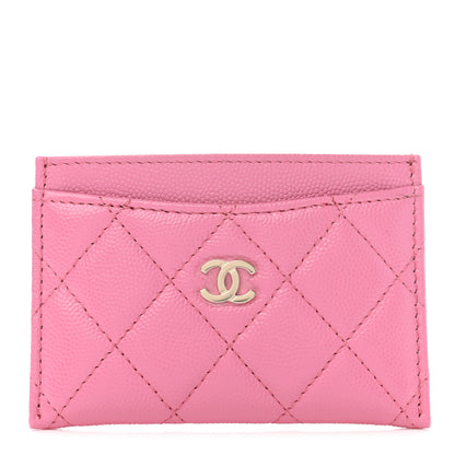 Chanel Caviar Quilted Card Holder Pink 1 of 9
