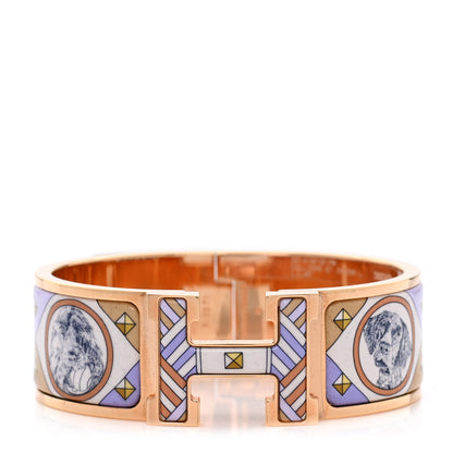 Hermes Enamel Printed Colliers et Chiens Wide Clic Clac H Bracelet PM Lilas 1 of 6