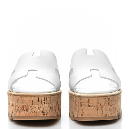 Hermes Calfskin Cork Eze 30 Sandals 38 White 2 of 9