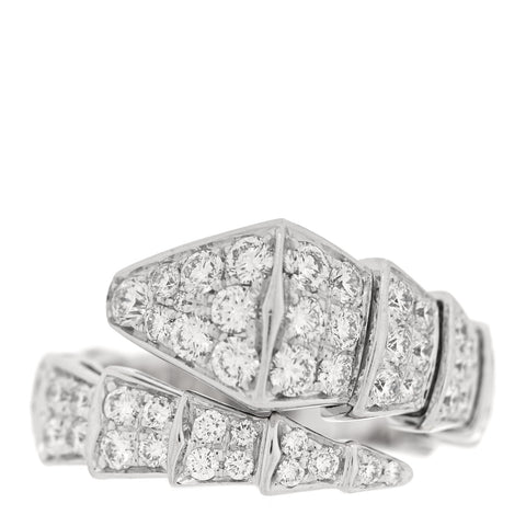 18K White Gold Diamond One-Coil Serpenti Viper Ring S
