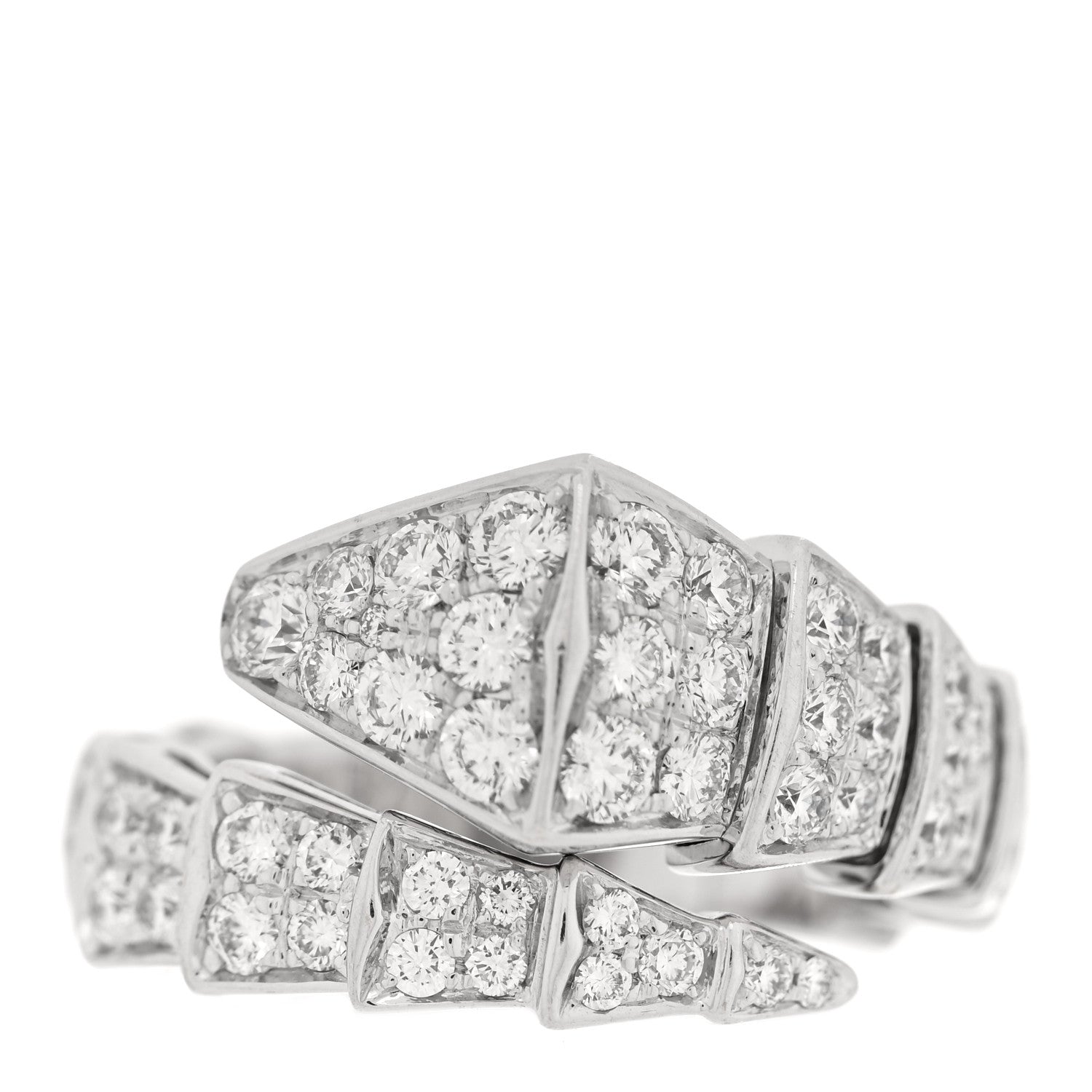 Bulgari 18K White Gold Diamond One-Coil Serpenti Viper Ring S 1 of 4