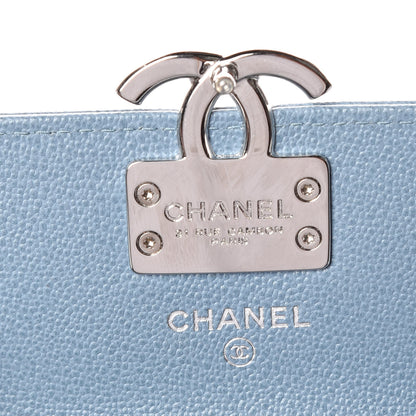 Chanel Grained Calfskin Quilted CC Box Flap Wallet Blue 9 of 11
