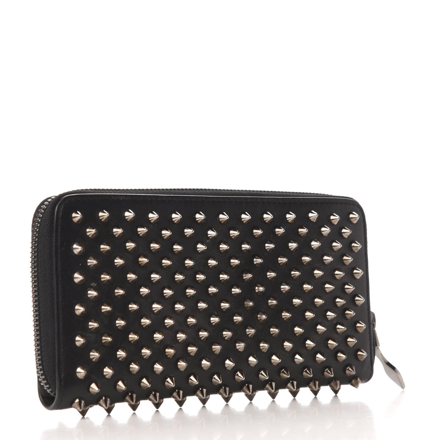 Calfskin Panettone Spiked Zip Around Wallet Black