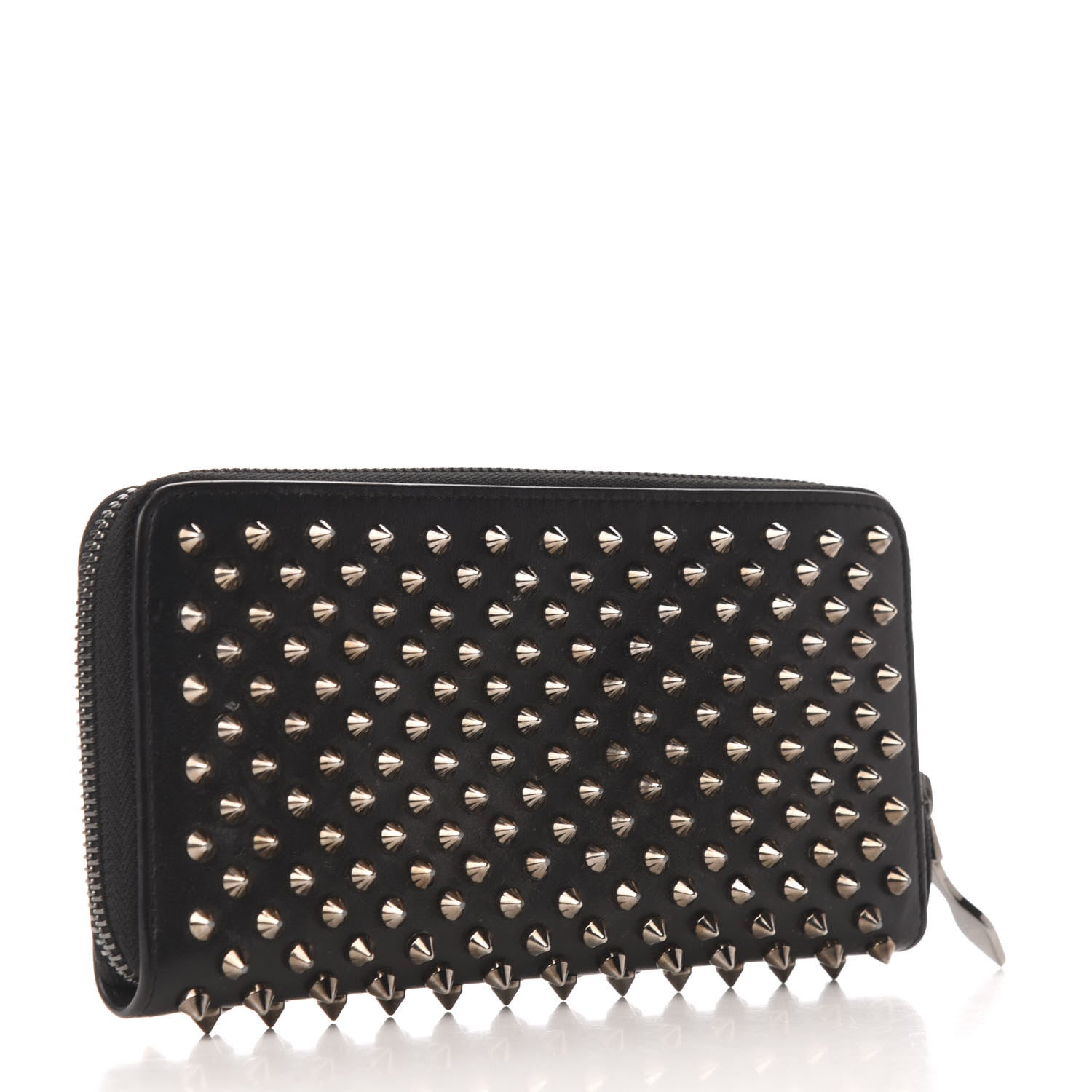 Christian Louboutin Calfskin Panettone Spiked Zip Around Wallet Black 3 of 7