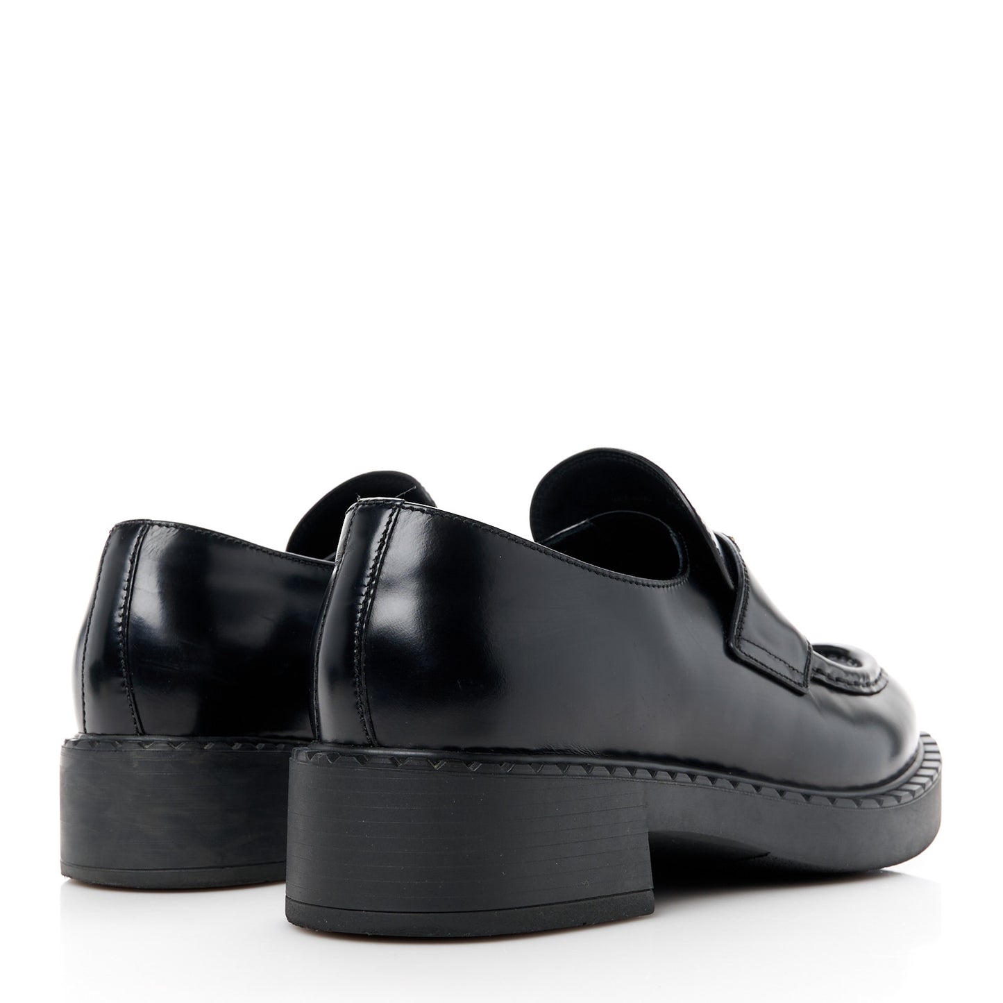 Spazzolato Metal Triangle Logo 50mm Loafers 40.5 Black