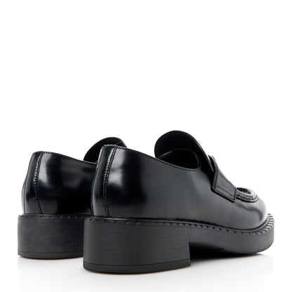 Prada Spazzolato Metal Triangle Logo 50mm Loafers 40.5 Black 4 of 11