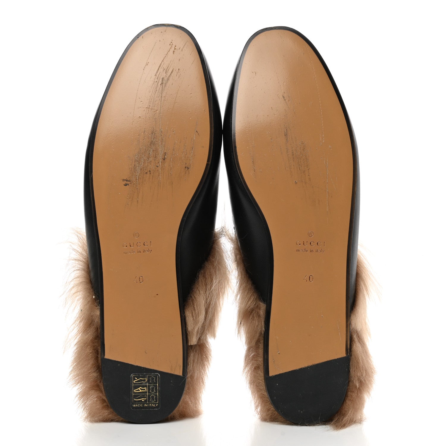 Gucci Calfskin Fur Womens Princetown Slippers 40 Black 5 of 10