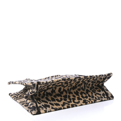 Christian Dior Canvas Mizza Embroidered Medium Leopard Book Tote Beige 3 of 4