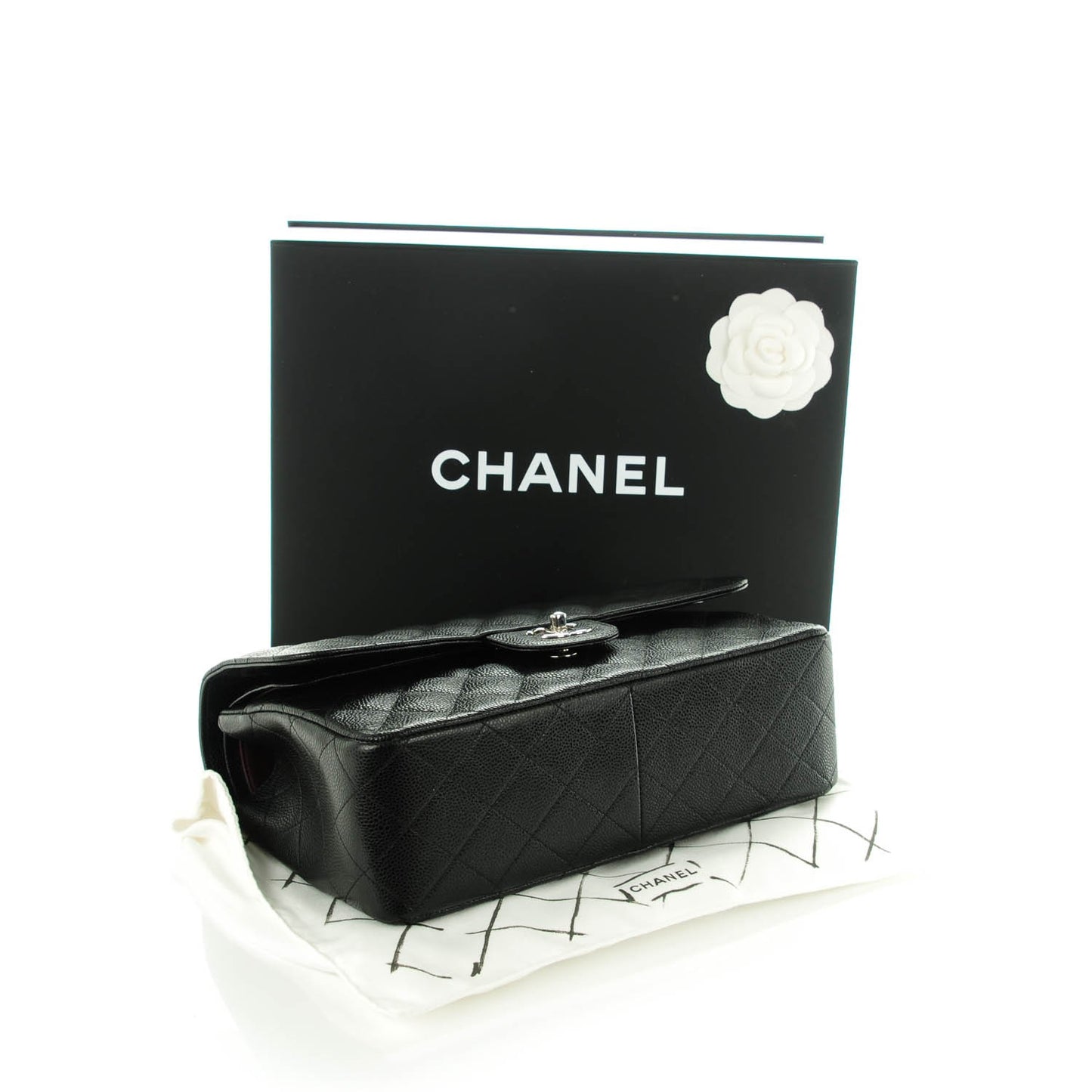 Caviar Quilted Jumbo Double Flap Black