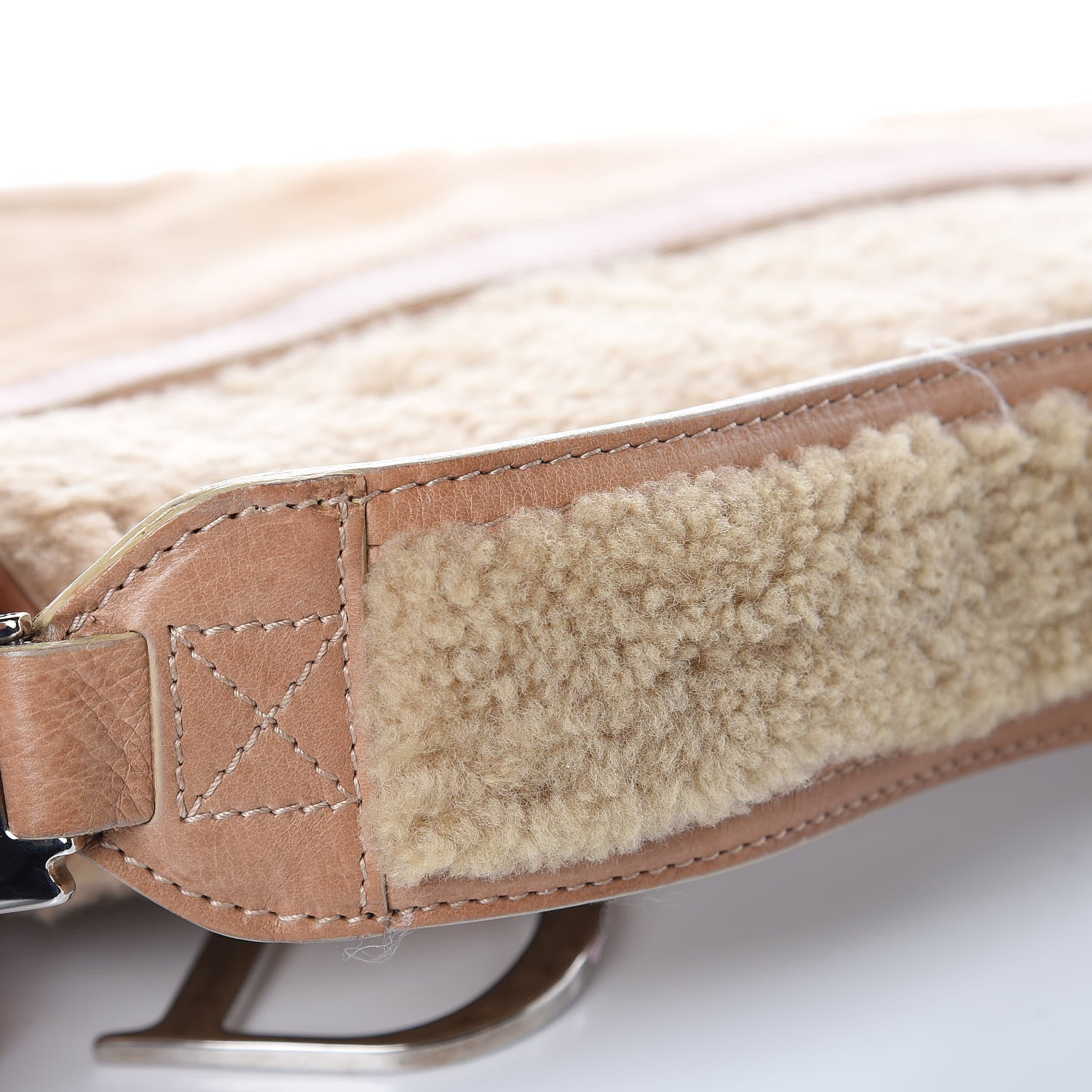Christian Dior Shearling Flight Saddle Bag Beige 13 of 13