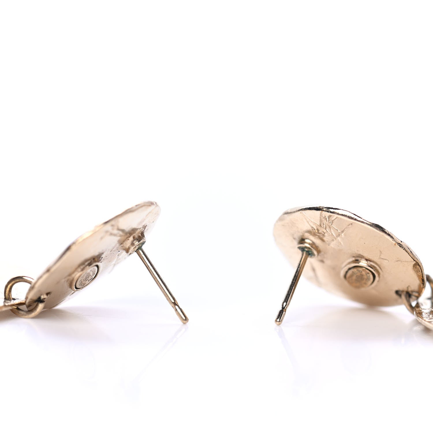 Chanel Crystal Pearl CC Papyrus Drop Earrings Gold Grey 3 of 4